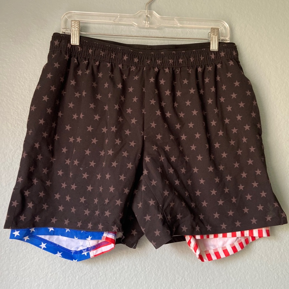 Chubbies Shorts Size L Black Red White Blue Americana Compression Lined Athletic